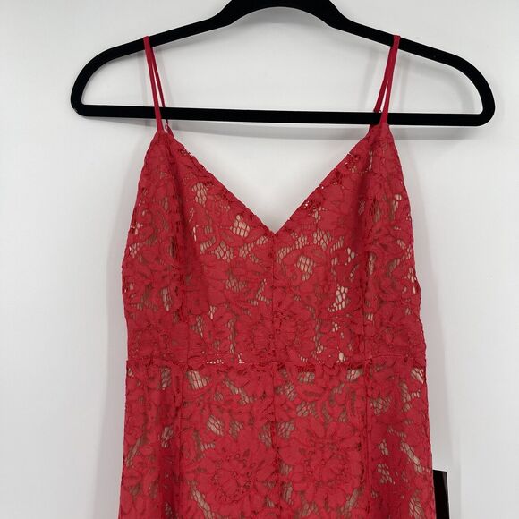 Lulus Womens Dress Size XS Red One Wish Lace Asymmetric Hem Sleeveless Midi - Picture 3 of 10